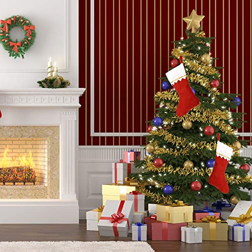 DALJIAFA 5 Pack Large Red & White Christmas Stockings Holiday Decor DIY Kit