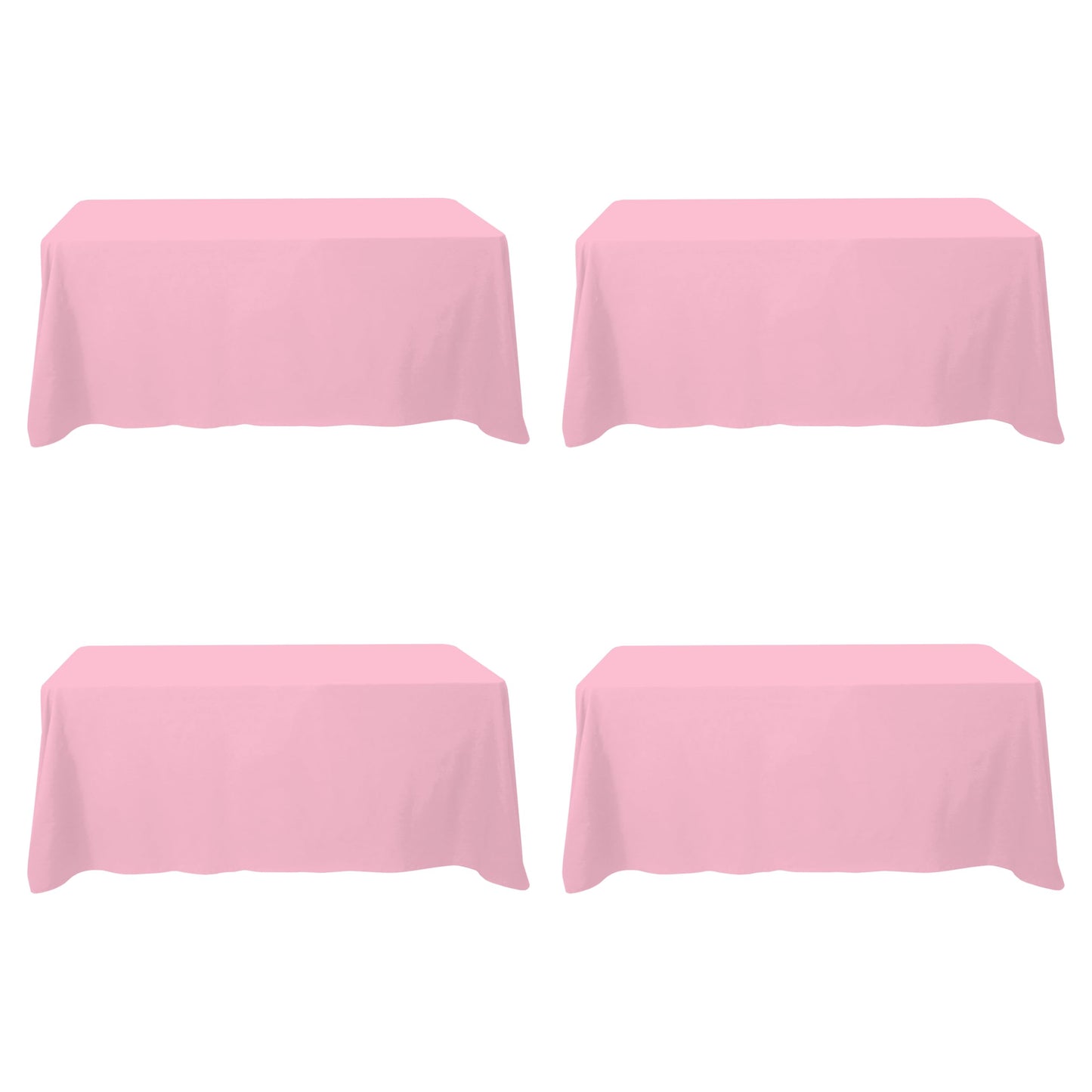 BRILLMAX 4 Pack Pink Tablecloths 90 x 132 Inch for 6ft Rectangle Tables - 150 GSM Polyester Fabric, Floor Length Drop, Water, Stain & Wrinkle Resistant Cloth Cover for Wedding Reception Banquet
