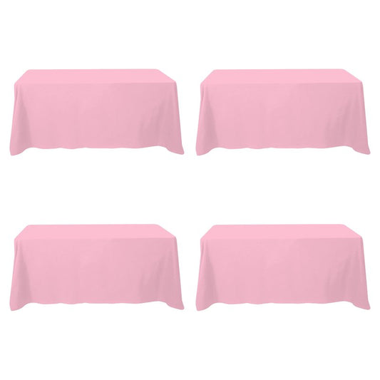 BRILLMAX 4 Pack Pink Tablecloths 90 x 132 Inch for 6ft Rectangle Tables - 150 GSM Polyester Fabric, Floor Length Drop, Water, Stain & Wrinkle Resistant Cloth Cover for Wedding Reception Banquet