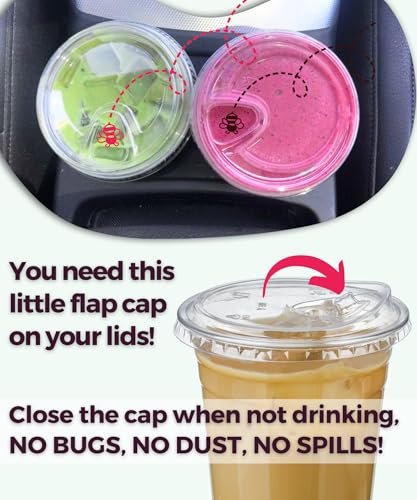 Aatriet 32 oz Clear Plastic Cups with Strawless Sip Lids - 100 Pack, Disposable To-Go Cups for Cold Drinks & Smoothies