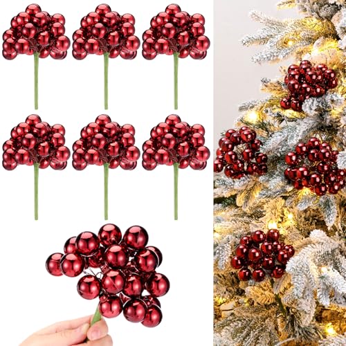 Soulchen Burgundy Christmas Berry Tree Picks Set of 6 - Holiday Ornaments