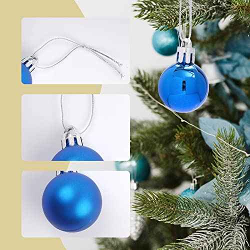 GOOTRADES Set of 24 Mini Shatterproof Christmas Balls Tree Ornaments Party Decoration, 3cm/1.1'' (Blue)