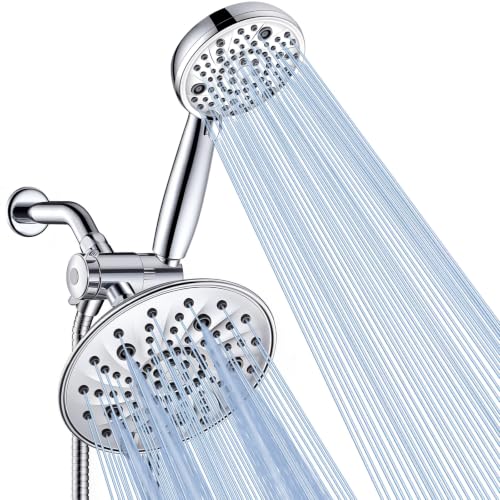 FEELSO Chrome Handheld Shower Head & Rain Shower Combo - 8-Inch High Pressure Dual-Head System