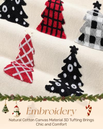 Miss Adola Embroidered Canvas Christmas Table Runner 13x72 Tree Crew