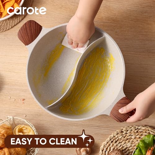 Carote 4.5QT Non-Stick Stockpot with Divider - White Granite, Suitable for All Stoves
