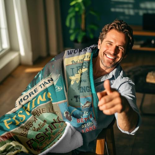 Ryubein Fishing Blanket 60x80 in - Green | Cozy 100% Polyester Outdoor Vacation Throw