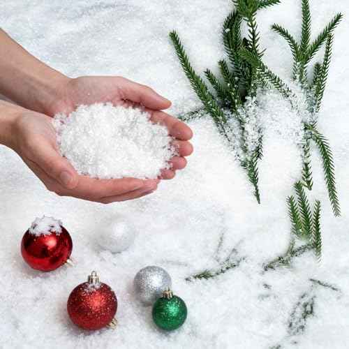 Fake Snow 320g (12OZ) - Artificial Snow Flakes & Faux Snow Decor for Christmas Snowflake Decorations Tree, Crafts, Village, Nieve Artificial para ?bol de Navidad.