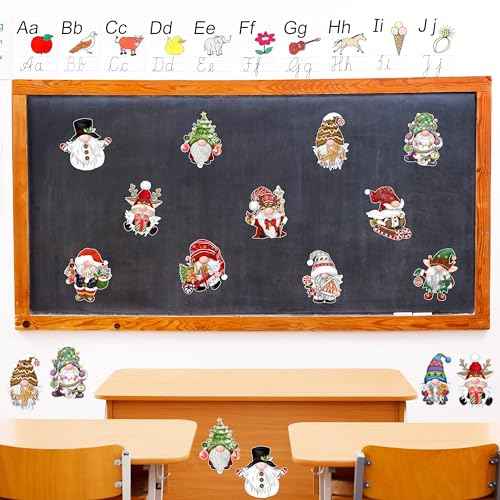48 Pcs Christmas Gnome Cutouts Christmas Bulletin Board Decorations Classroom Winter Holiday Cut-Outs Decor Home School Bulletin Board Stickers for Wall Window