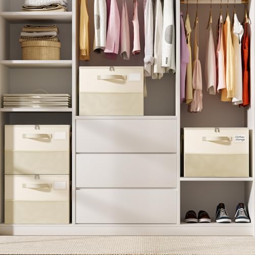 NestOrganix Beige Foldable Shoe Organizer for Closet, Holds 16-24 Pairs