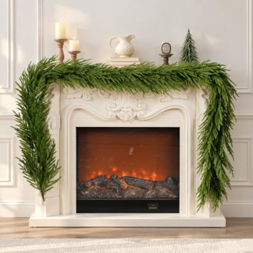 YIGETREE 2 Pack 8.9 Ft Norfolk Pine Garland - Real Touch Artificial Greenery, 270cm Each
