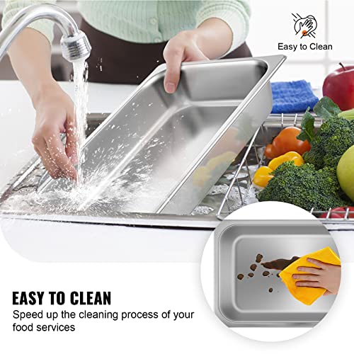 3.7 Inch Deep Stainless Steel Full Size Hotel Pan Set with Lids - 4 Pack, Anti-Jam, Commercial Food Storage & Catering