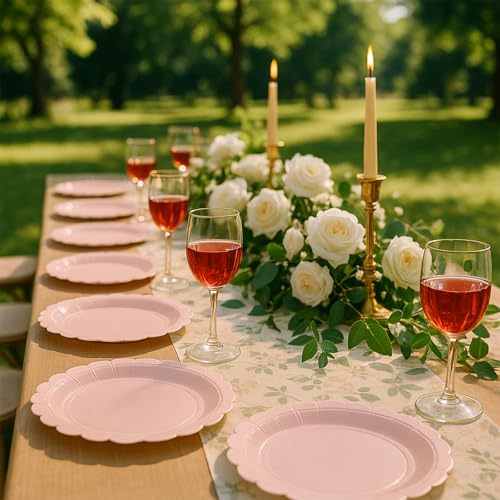 9 Inch Pink Disposable Paper Plates, 50 Count – Sunepany