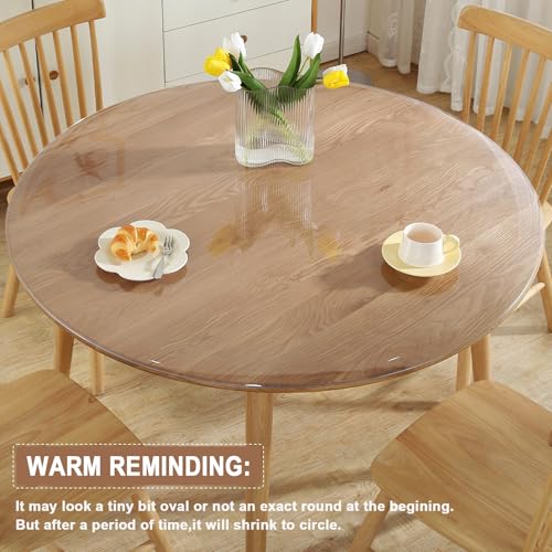 LovePads 48-Inch Round Clear Waterproof Plastic Table Cover Protector 2mm
