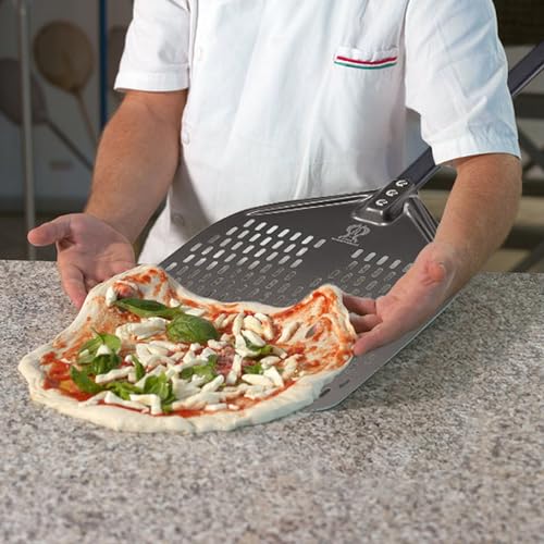 Pizza Turning Peel Set with 9-Inch Perforated & Rectangular Pizzas Poke Kit with Long Handles