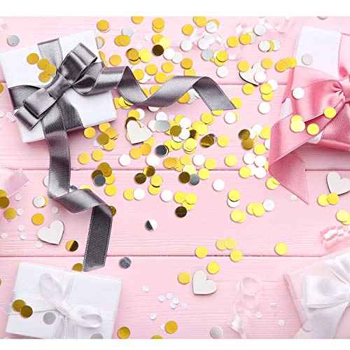 3.5 oz Round Confetti Dots Glitter Confetti Circles 1/4 Inch Metallic Round Dots for Birthday Wedding Holiday Party Decoration Supplies(Silver and Gold)