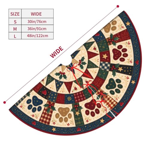Medium Paw Christmas Tree Skirt 36 Inch Xmas Decor Not Quilted – Betyiwling