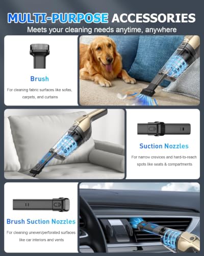 AHNR Cordless Handheld Car Vacuum Cleaner with Powerful Suction & Accessories