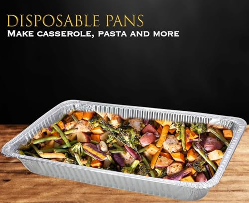 EHOMEA2Z 15 Pack Full-Size Aluminum Roasting & Baking Pans with Lids 21x13x3