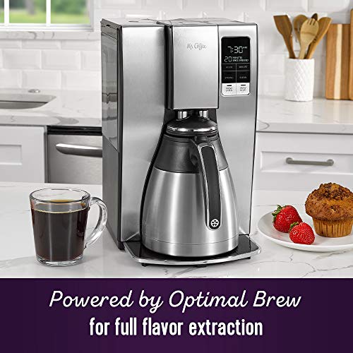 Mr. Coffee 10-Cup Programmable Coffee Maker with Thermal Carafe & Strong Brew, Stainless Steel