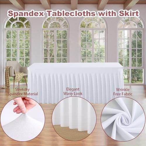 White Spandex Table Covers & Skirts for 6ft Rectangle Tables - 5 Pack (Variation of THIS listing)