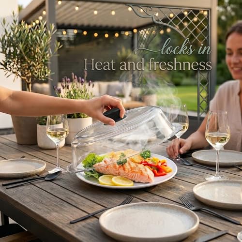 Bezrat 10-Inch Tall Glass Microwave Cover with Silicone Handle - Black Variation