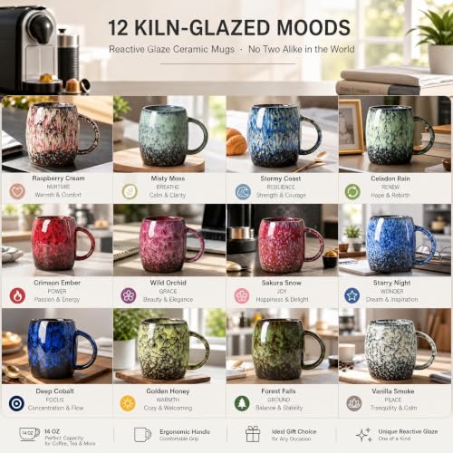 XIYUANJI Stormy Coast Resilience Ceramic Mug 14oz Handcrafted Gift for Him