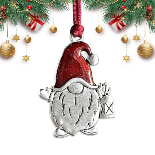 Dfugta Gnome Christmas Ornaments 2025 Solid Pewter 3D Double-Sided Hanging Tree Decor