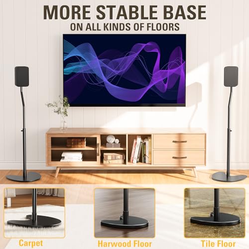 Mounting Dream Adjustable Speaker Stands - 4.7 x 7.9 Inch Floor Stands for Speakers, Supports Up to 11lbs, Cable Management