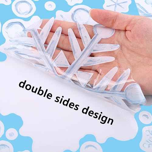 YUJUN 8 Sheets Winter Snowflakes Window Decals,Christmas Blue Oil Painting Snowflakes Stickers for Christmas Glass Home Decor and Xmas Winter Window Decoration