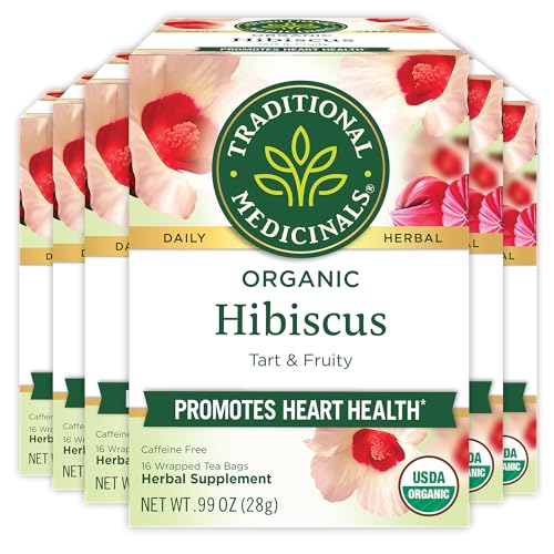Traditional Medicinals Organic Hibiscus Tea Bags - 96 Count, Pack of 6 - Tart & Fruity Herbal Infusion