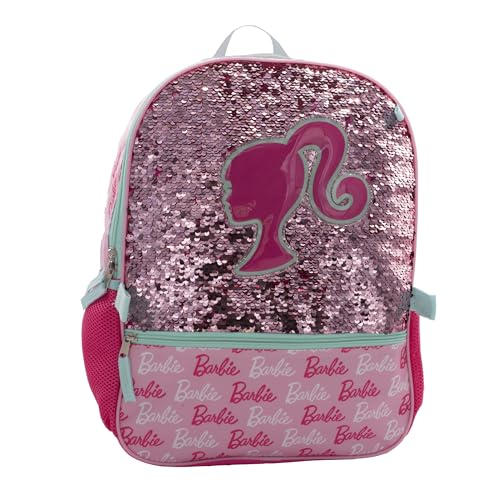 Barbie Pink 4-Piece Backpack Set with Sequin Flip Bag for Girls - School & Travel