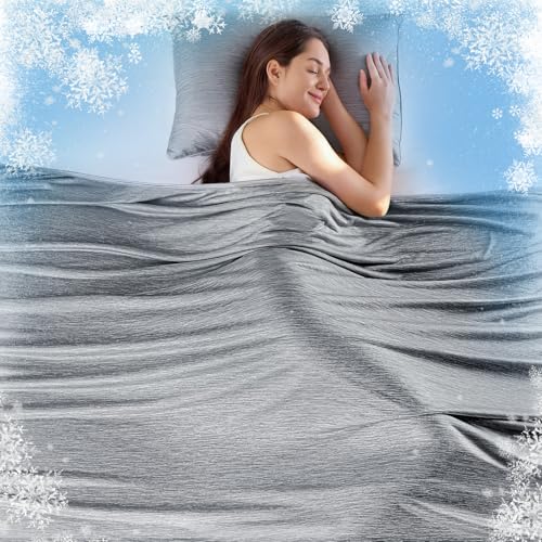 KMUSET Light Grey Twin Cooling Blanket 60x80 Inches for Hot Sleepers Summer Bed Cover