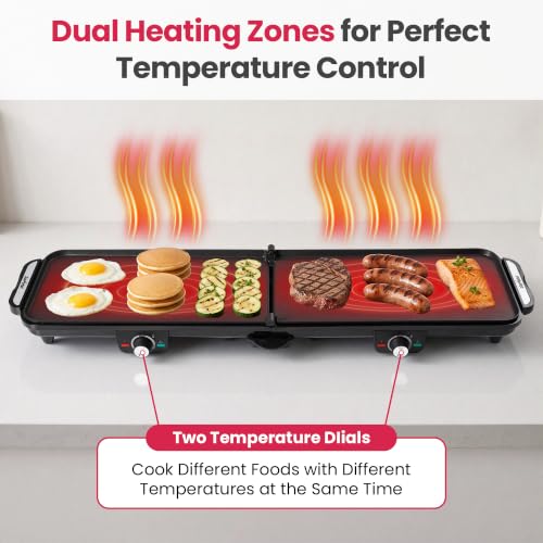 Sunvivi 38'' Large Electric Griddle with Nonstick Surface & Dual Temp Control