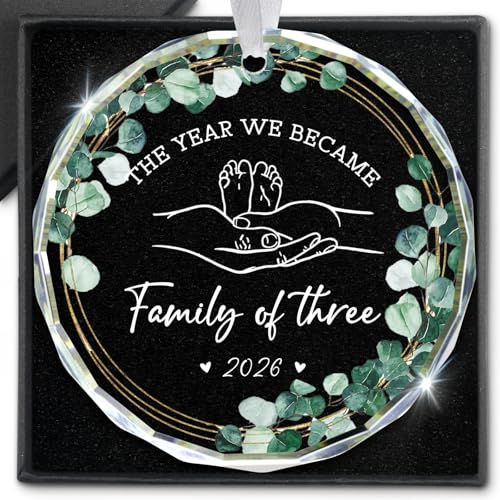 Personalized Baby Announcement Glass Ornament for First Time Parents 2026 Gift