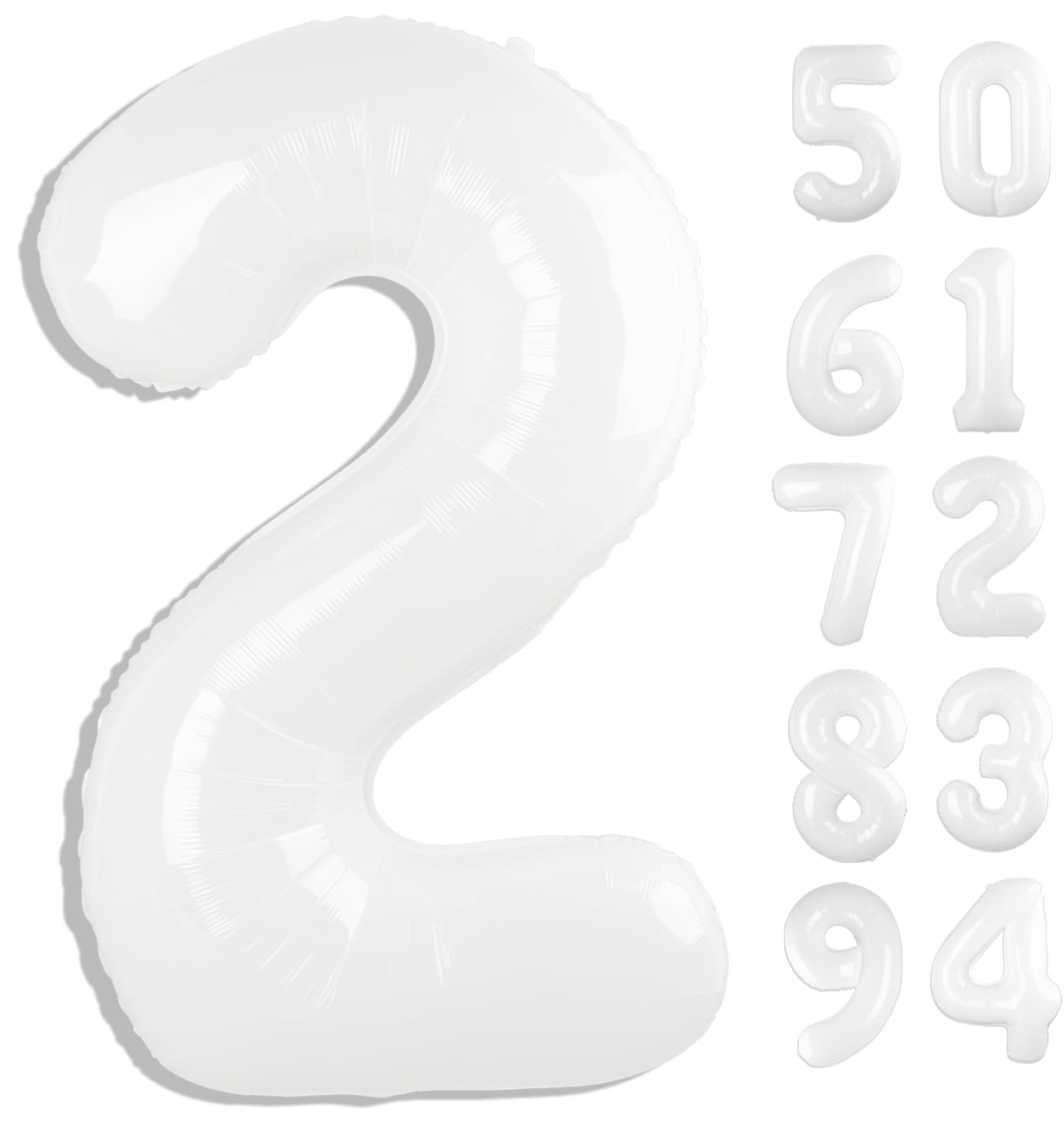 White 2 Balloon, Translucent Number Balloons 40 Inch, 2nd Balloon Number Birthday Decorations, Second Two Birthday Party Supplies, Number 2 Balloon