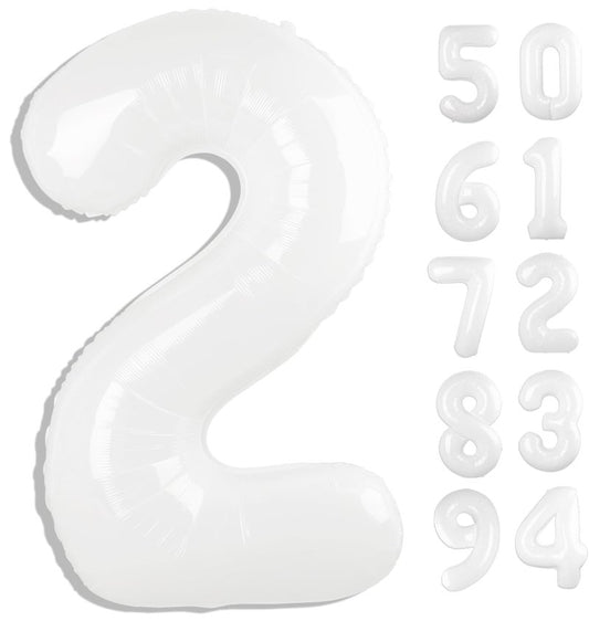 White 2 Balloon, Translucent Number Balloons 40 Inch, 2nd Balloon Number Birthday Decorations, Second Two Birthday Party Supplies, Number 2 Balloon