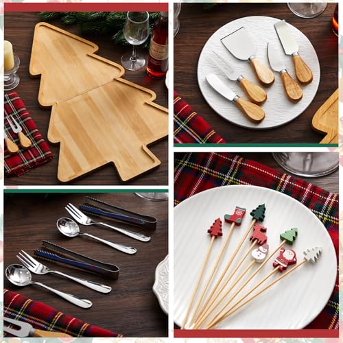 Liliful 76 Pcs Christmas Tree Charcuterie Board Set, Bamboo Color