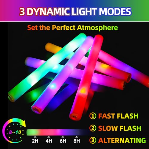 118 Pack Foam Glow Sticks Bulk Party Favors with 3 Flashing Modes - Light Up for Camping, Raves, Events - Variation of THIS listing 118
