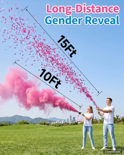 Pink Gender Reveal Fire Extinguisher Set with Confetti Cannons - Fun Party Supplies