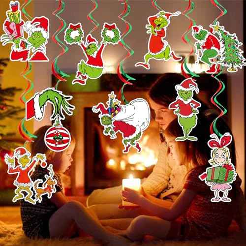 Christmas Party Decorations Green Monster Hanging Swirls Whoville Christmas Decorations Merry Christmas Decorations Christmas Party Supplies Friendsmas Party Decorations
