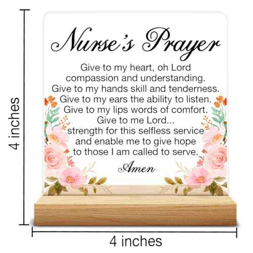 Nurse Gifts for Women, Inspirational Gifts for Nurse RN Nurse Students, Nursing Gifts Nurse's Prayer Acrylic Desk Sign Decor