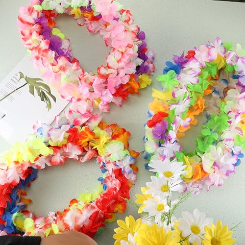 Sherr 100 Pcs LED Hawaiian Leis – Bright Rainbow Light-Up Luau Party Necklaces