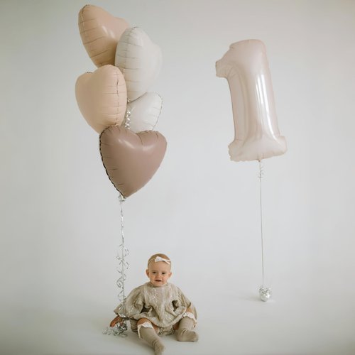 40 Inch Cream 1 Balloon Decor, Beige Tan Brown Heart Balloons, Foil Neutral Nude Sand White Helium Star Number 1 Balloons for Girls 1st Birthday Anniversary Baby Shower Party Boho Decoration Supplies