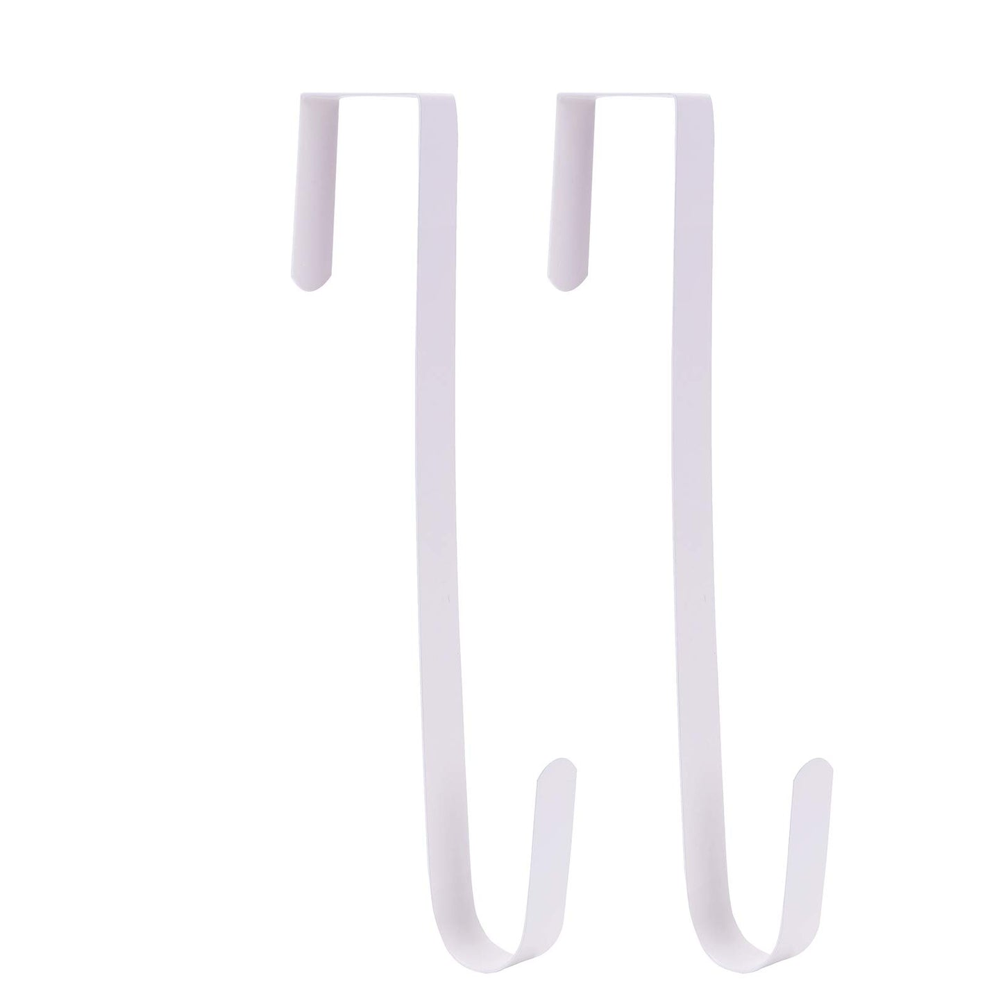 Sattiyrch 12" Wreath Hanger for Front Door,Steel Over The Door Hanger Hook,Wreath Door Hanger (White,2)