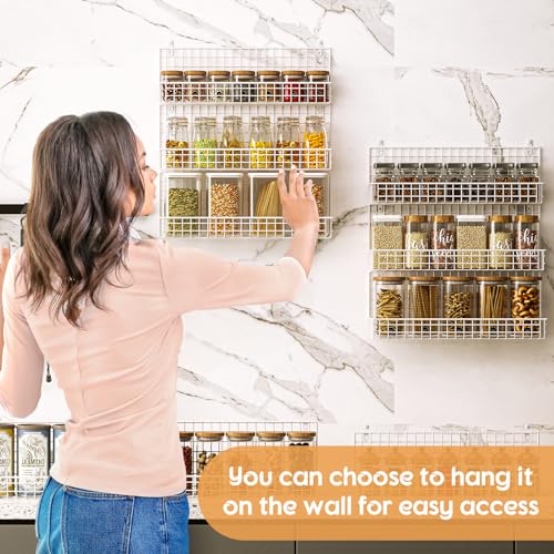 9-Tier Spice Rack Organizer with Door Hook Wall Mount Extra Large Capacity - White Variation
