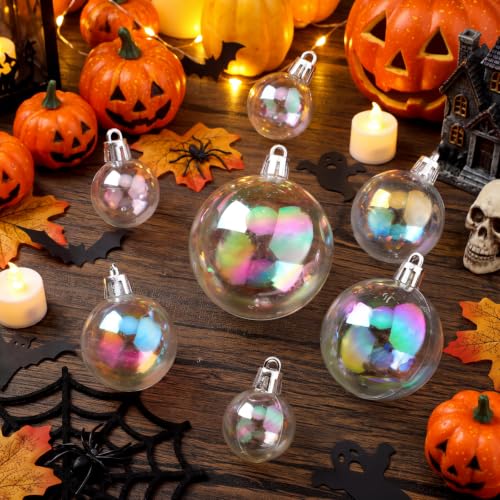 16 Pcs Halloween Clear Cauldron Bubbles, Iridescent Ornament Balls