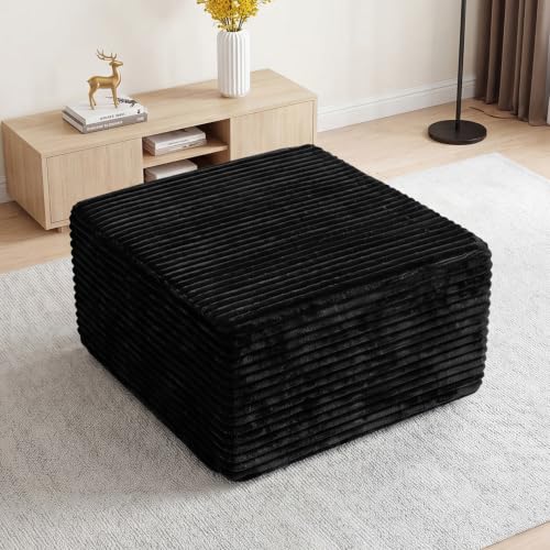 Black Boneless Ottoman Cloud Foot Rest - Modular Sectional Couch Ottoman