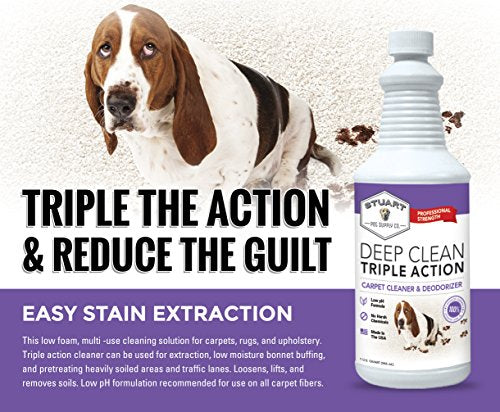 Deep Clean Carpet Cleaner Solution & Deodorizer - 128 Fl Oz - Concentrated Pet & Household Carpet Shampoo - Pack of 1