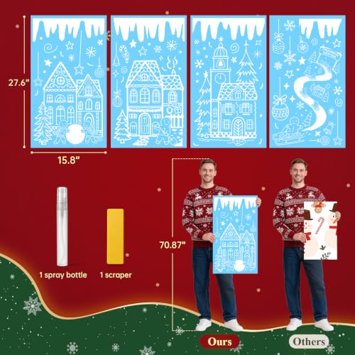 UPCERA White House Christmas Window Clings - Large Winter Holiday Decal Set