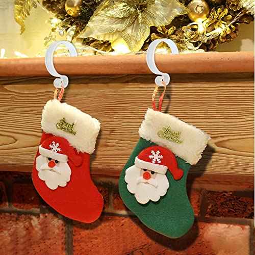 Banister Clips for Garland Christmas Light Clips Banister Stocking Hangers Garland Hooks for Railing Fence Deck Lights Christmas Decorations, Translucent White (16 Pack)